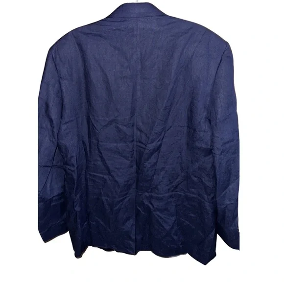 Lauren Ralph Lauren Navy Blue Linen Blazer Size 44R - Picture 6 of 8